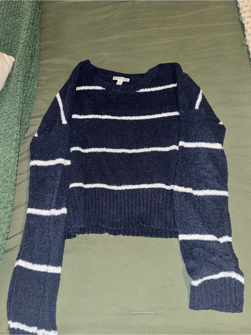 Striped Navy & White Crewneck Sweater - Women's Cozy Knit